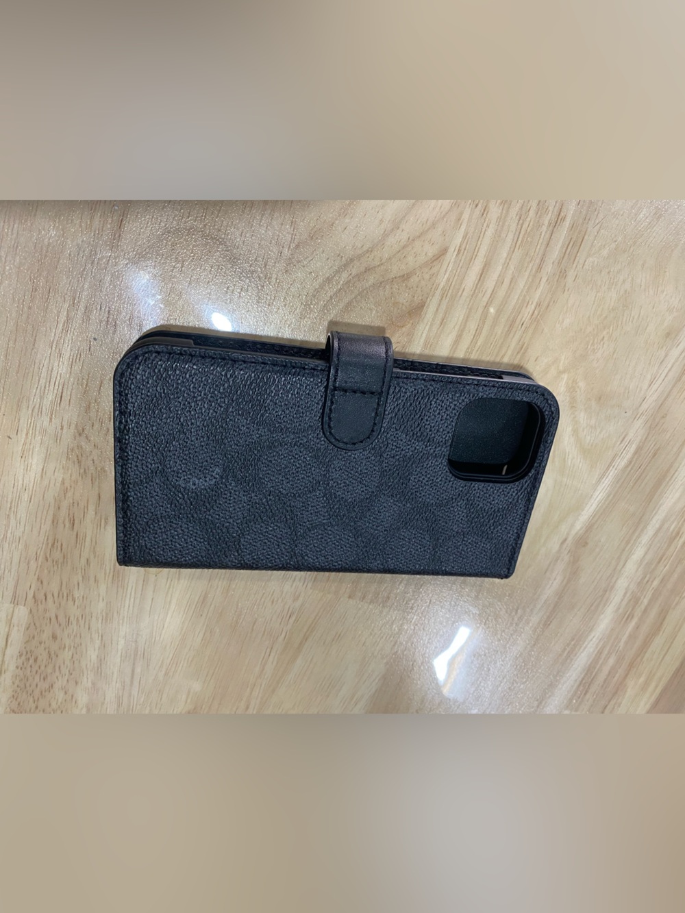 Coach Black Signature Folio Phone Case